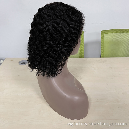 Short Human Hair Extensions Wigs ,4x4 Lace Frontal Brazilian Human Hair Wigs,Short Kinky Curly Human Hair Wigs